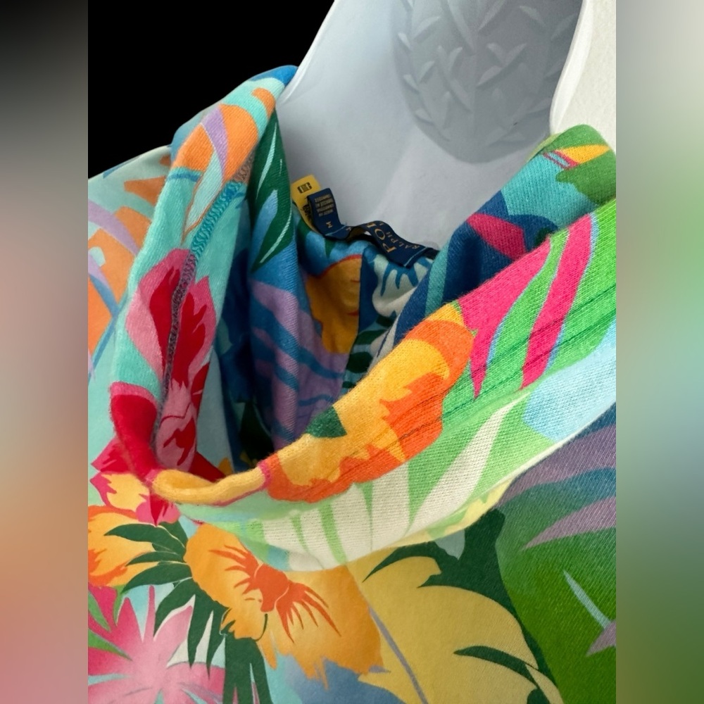 Polo Ralph Lauren Womens Hoodie Pullover Sweatshirt Floral Tropical Sweater M - Picture 5 of 7